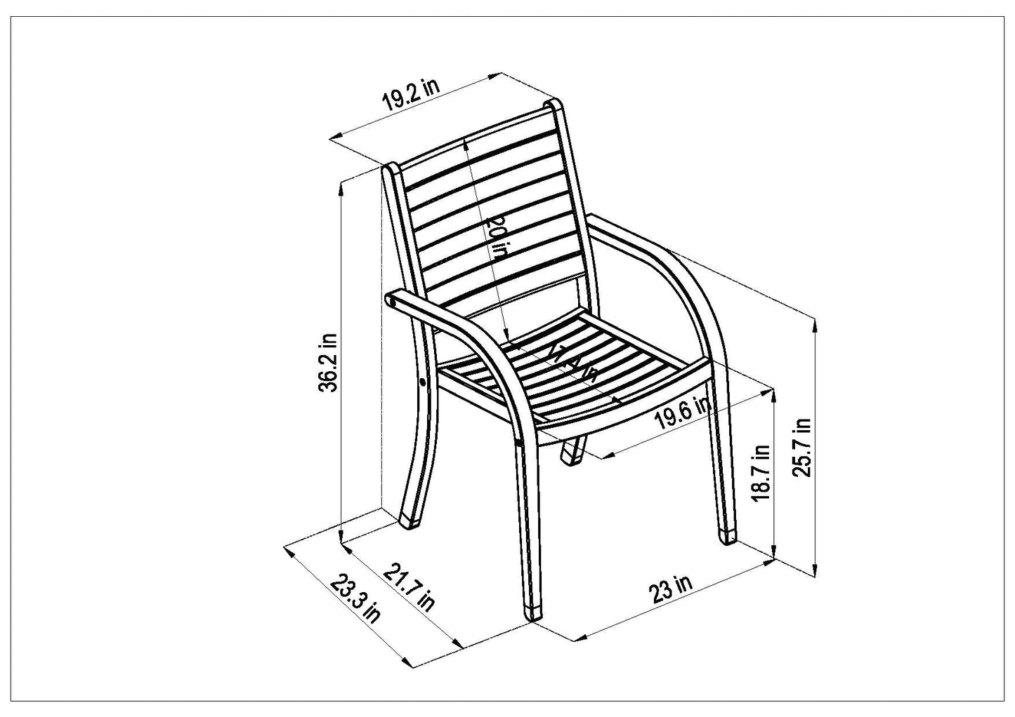 Catalina stacking wood armchair outdoor chair, slats with curved arms by LifestyleGarden US on Tampa Home & Garden Store