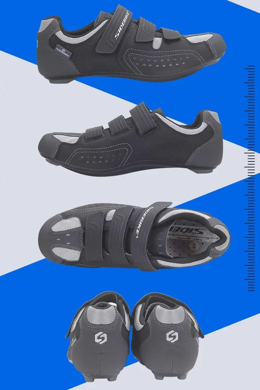 SD013 Sports MTN Shoes Black Gray Trail cycling shoes by MagicCycling with Velcro straps on Tampa Home & Garden Store