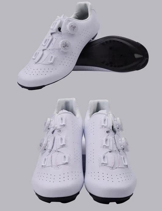 MagicCycling SD020 Pro Road Shoes white perforated upper with carbon fiber outsole pair on Tampa Home & Garden Store