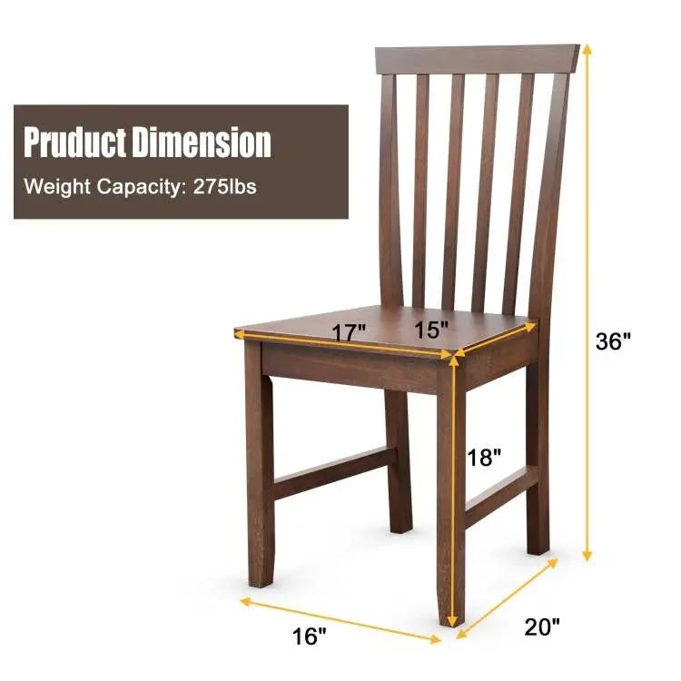 Set of 2 Solid Wood Armless Mission Style Dining Chairs in Walnut Brown Finish - Tampa Home & Garden Store