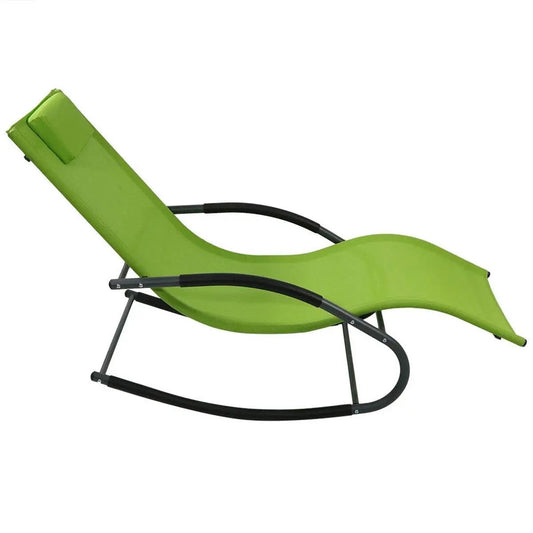 Modern Green Rocking Chaise Lounge Chair Patio Lounger with Pillow - Tampa Home & Garden Store