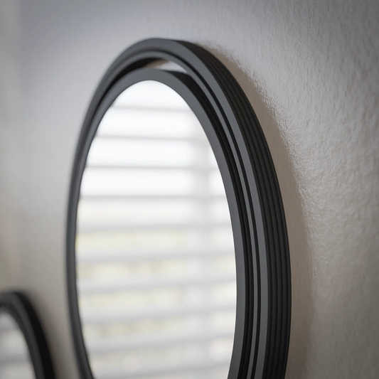 Set of 3 globe mirrors with black layered metal frames from Modernized Pottery on Tampa Home & Garden Store