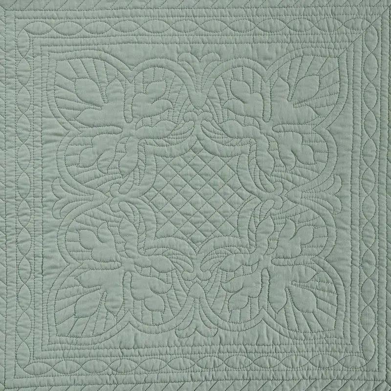 Seafoam Full/Queen Reversible Quilt Set, microfiber, 3-piece with quilted medallion pattern on Tampa Home & Garden Store