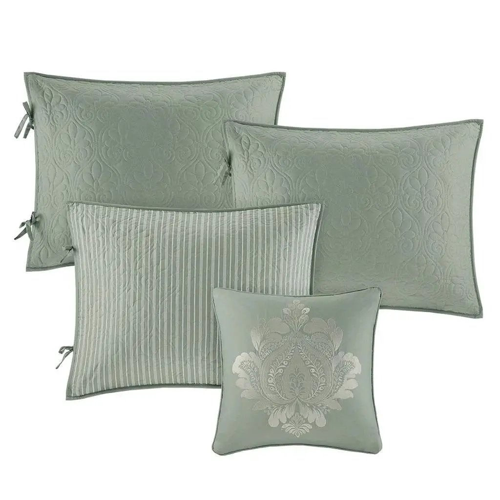 6-Piece Country Cottage Quilted Seafoam Green Reversible Daybed Cover Set - Tampa Home & Garden Store