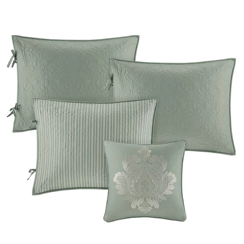 Juego de colcha reversible de 6 piezas para sofá cama, verde espuma de mar, diseño rústico
