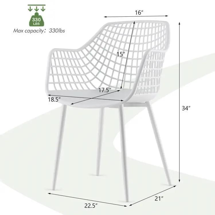 Set of 4 Modern Mid-Century White Mesh Dining Chair with Ergonomic Backrest - Tampa Home & Garden Store