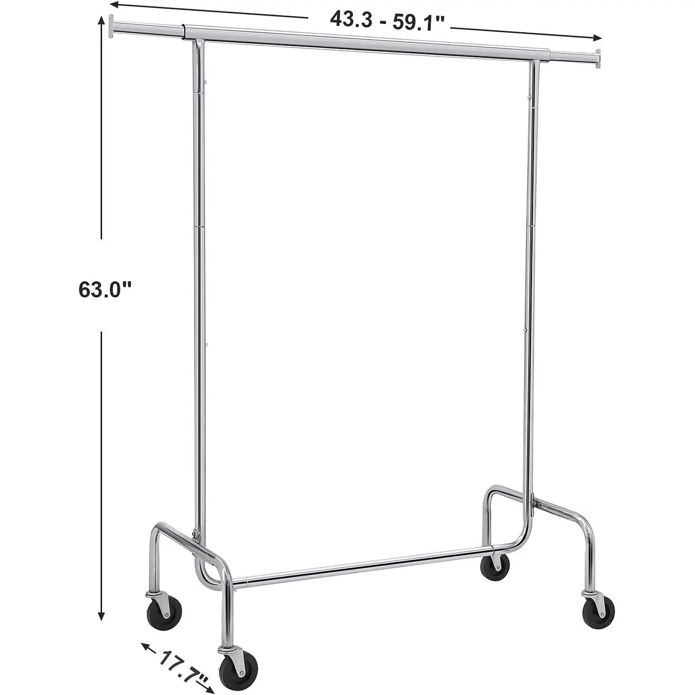 Heavy Duty Metal Tube Clothes Garment Rack on Wheels with 286 lb. Capacity - Tampa Home & Garden Store