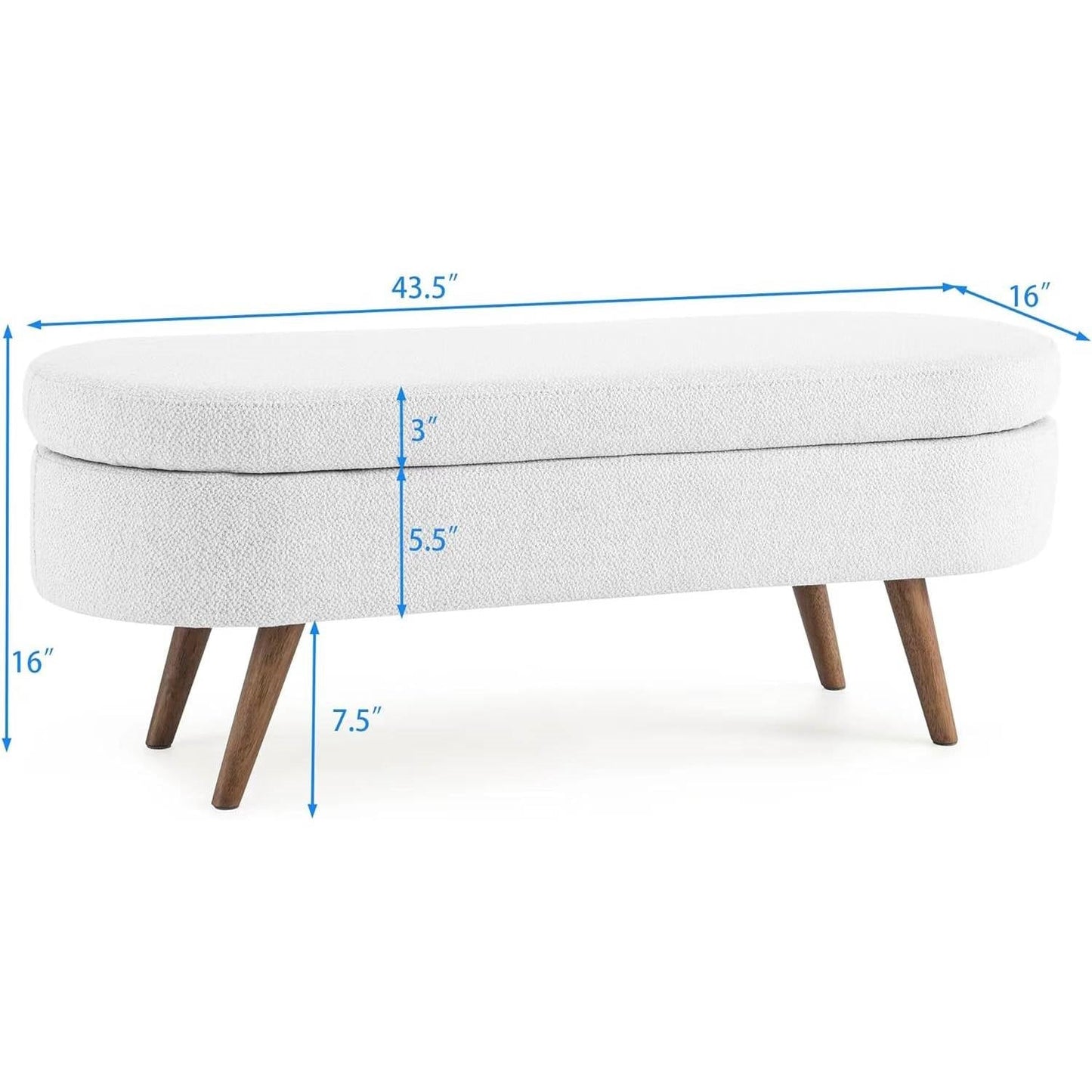 Banco de almacenamiento a pie de cama, estilo bohemio moderno de mediados de siglo, lino blanco