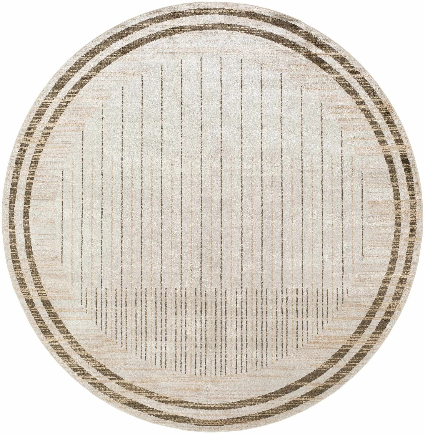 Thad beige machine washable polyester area rug Boutique Rugs, beige with brown striped border on Tampa Home & Garden Store