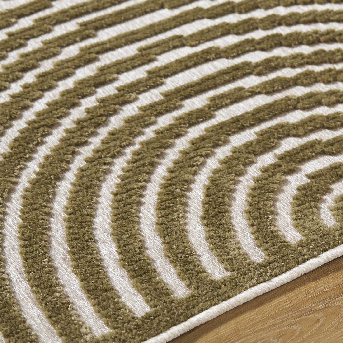 Deron Olive Washable Contemporary Area Rug olive and white striped by Boutique Rugs on Tampa Home & Garden Store