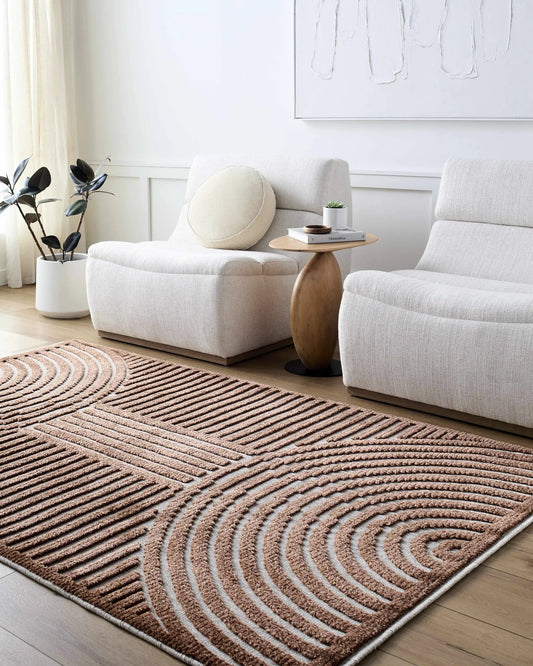 Deron Brown washable area rug by Boutique Rugs, contemporary style with brown looped texture on Tampa Home & Garden Store