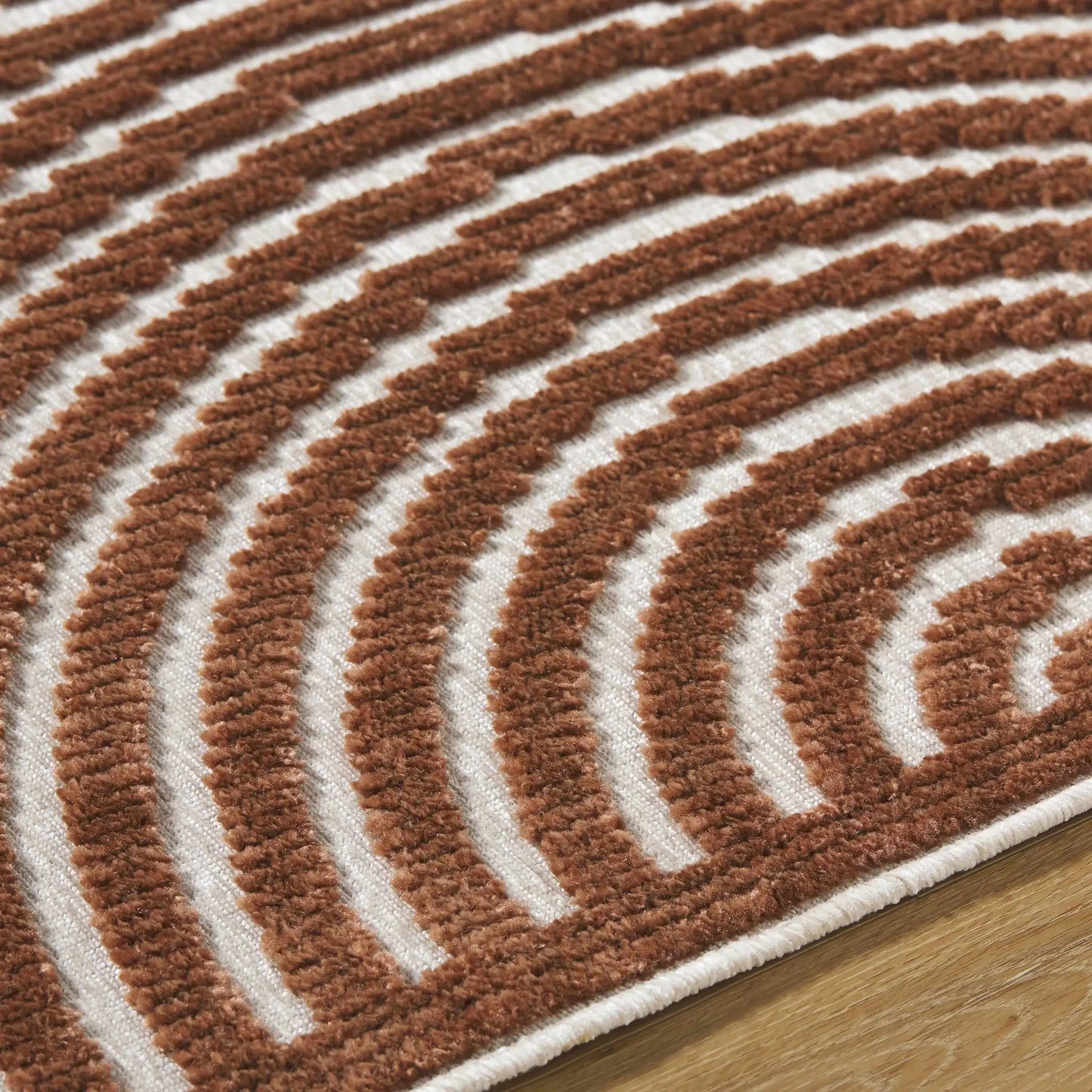 Deron Brown washable area rug with brown striped pile on ivory base, Boutique Rugs on Tampa Home & Garden Store