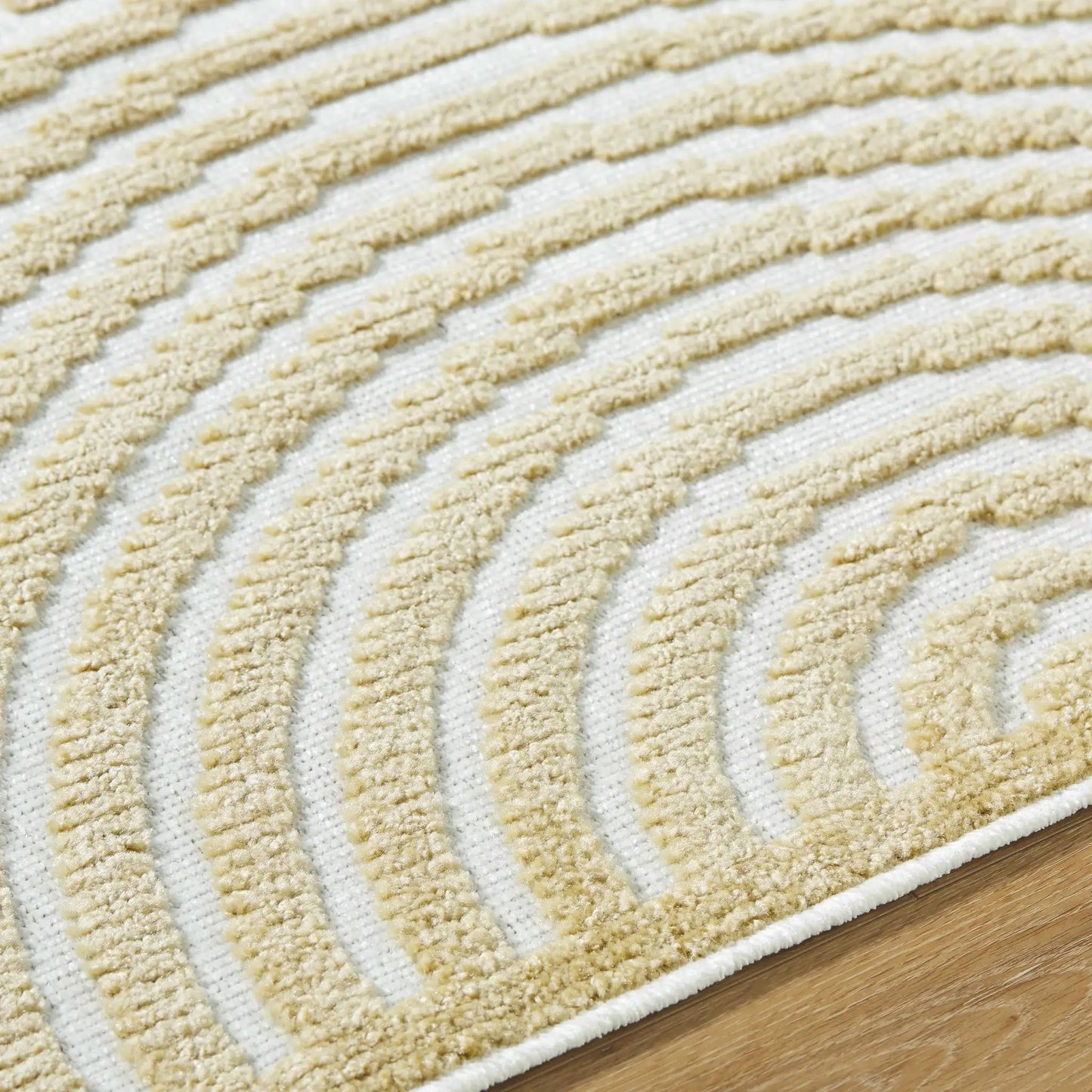 Area rug Deron Mustard washable beige textured striped pattern Boutique Rugs on Tampa Home & Garden Store