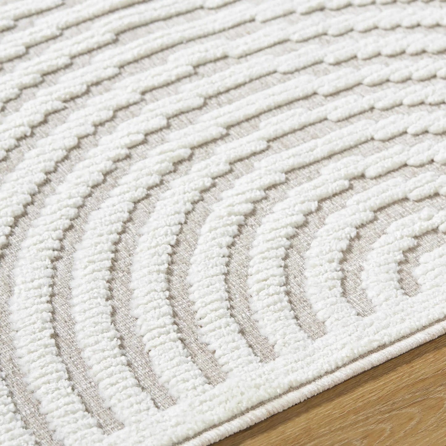 Deron Ivory 3D Rainbow Washable Rug ivory cream loop-pile texture by Boutique Rugs on Tampa Home & Garden Store