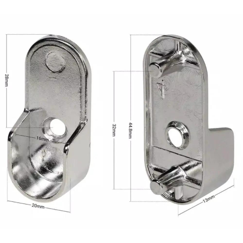 Oval chrome steel wardrobe rail end brackets pair for closet rods by Kings Outdoor Lighting on Tampa Home & Garden Store