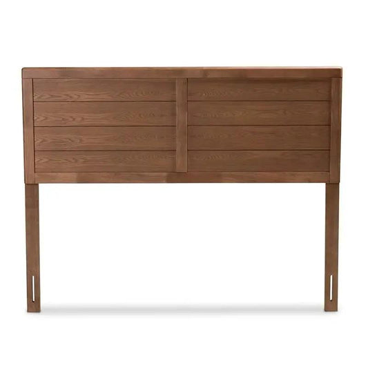 Queen Size Farmhouse Headboard Walnut Wood Finish with horizontal slats on Tampa Home & Garden Store
