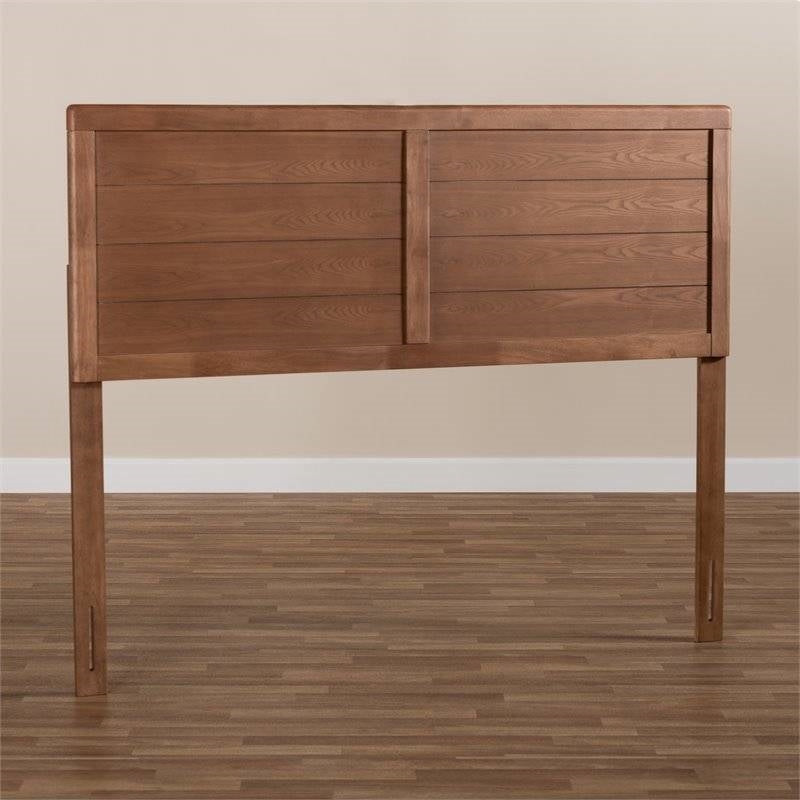 Cabecero de cama Queen Size estilo rústico de madera en acabado nogal marrón