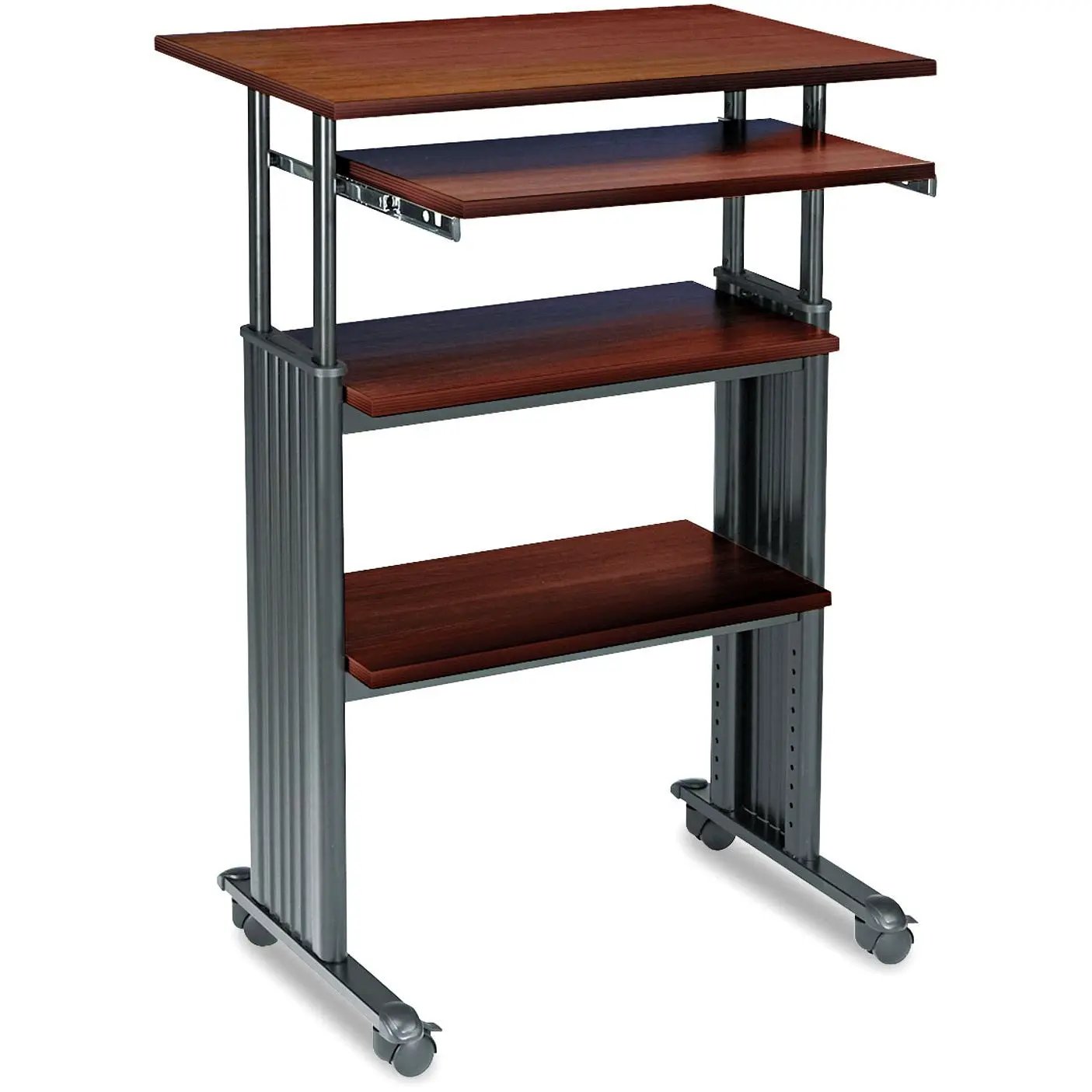 Adjustable Height Stand Up Computer Desk Workstation in Cherry - Tampa Home & Garden Store