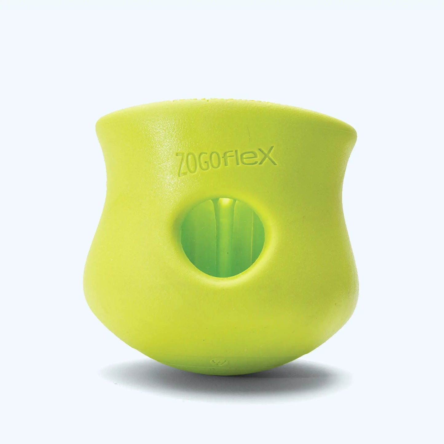 Toppl puzzle toy by West Paw, neon lime Zogoflex dog toy for moderate chewers with treat opening on Tampa Home & Garden Store