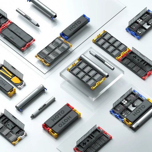SNAPBLOQ System Link components by HOTO with several red, blue, and yellow frames on Tampa Home & Garden Store