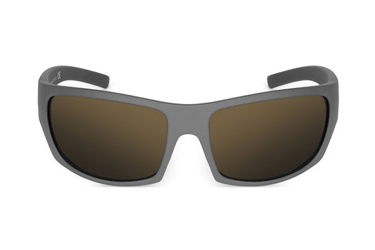 Renegade sunglasses in Wolf Gray by Skeleton Optics, grey frame with brown lenses on Tampa Home & Garden Store