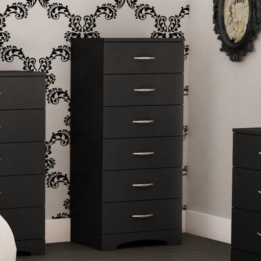 Cómoda lencera negra de 6 cajones para dormitorio contemporáneo
