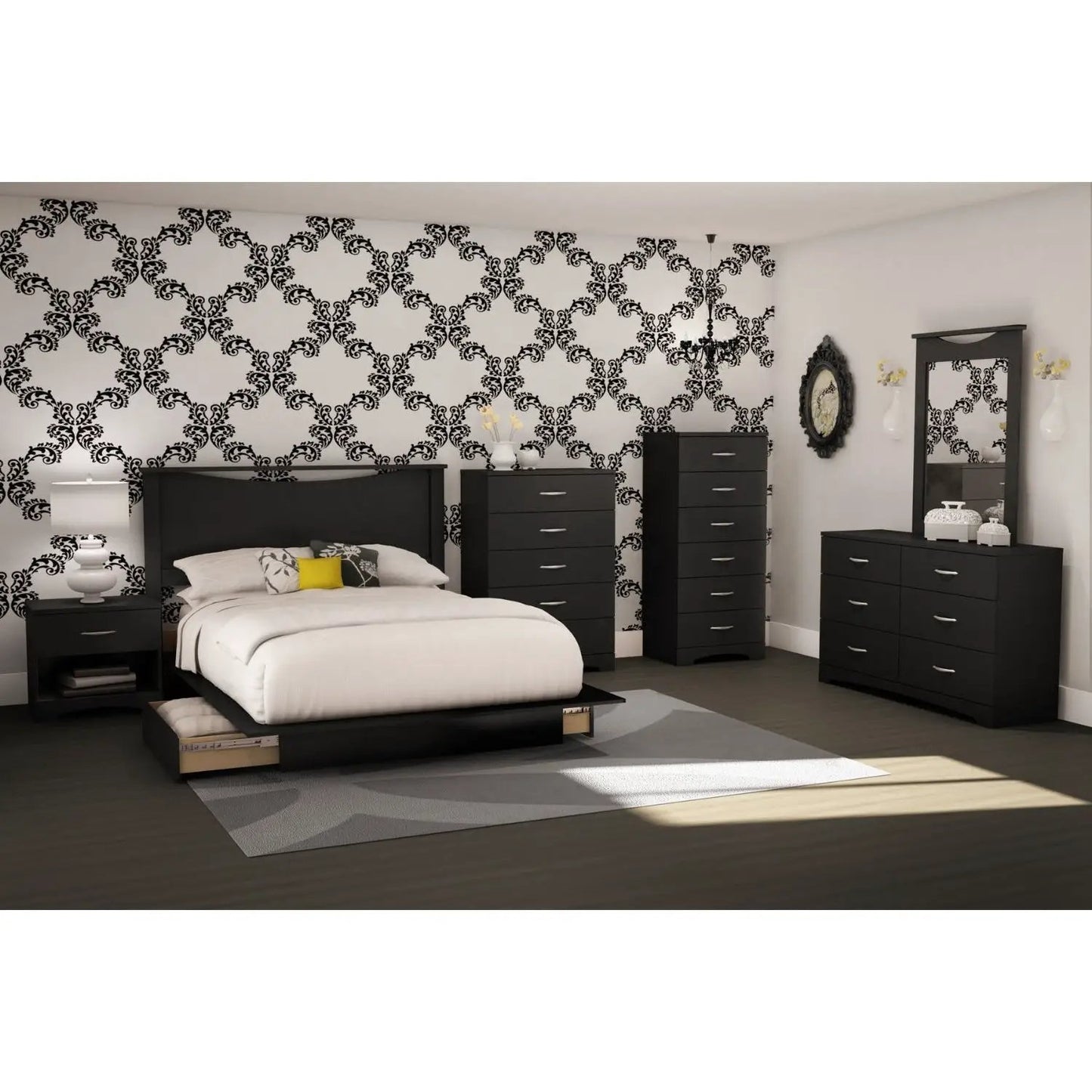 Black 6-Drawer Lingerie Chest for Contemporary Bedroom - Tampa Home & Garden Store