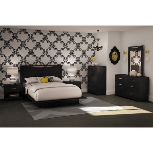 Cómoda de 6 cajones para dormitorio contemporáneo en acabado negro