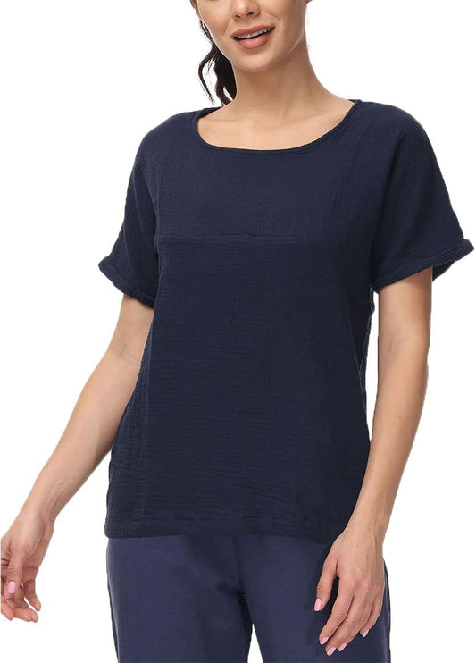 SOOJUN Cotton Linen Blend Loose-Fit T-Shirt - Tampa Home & Garden Store