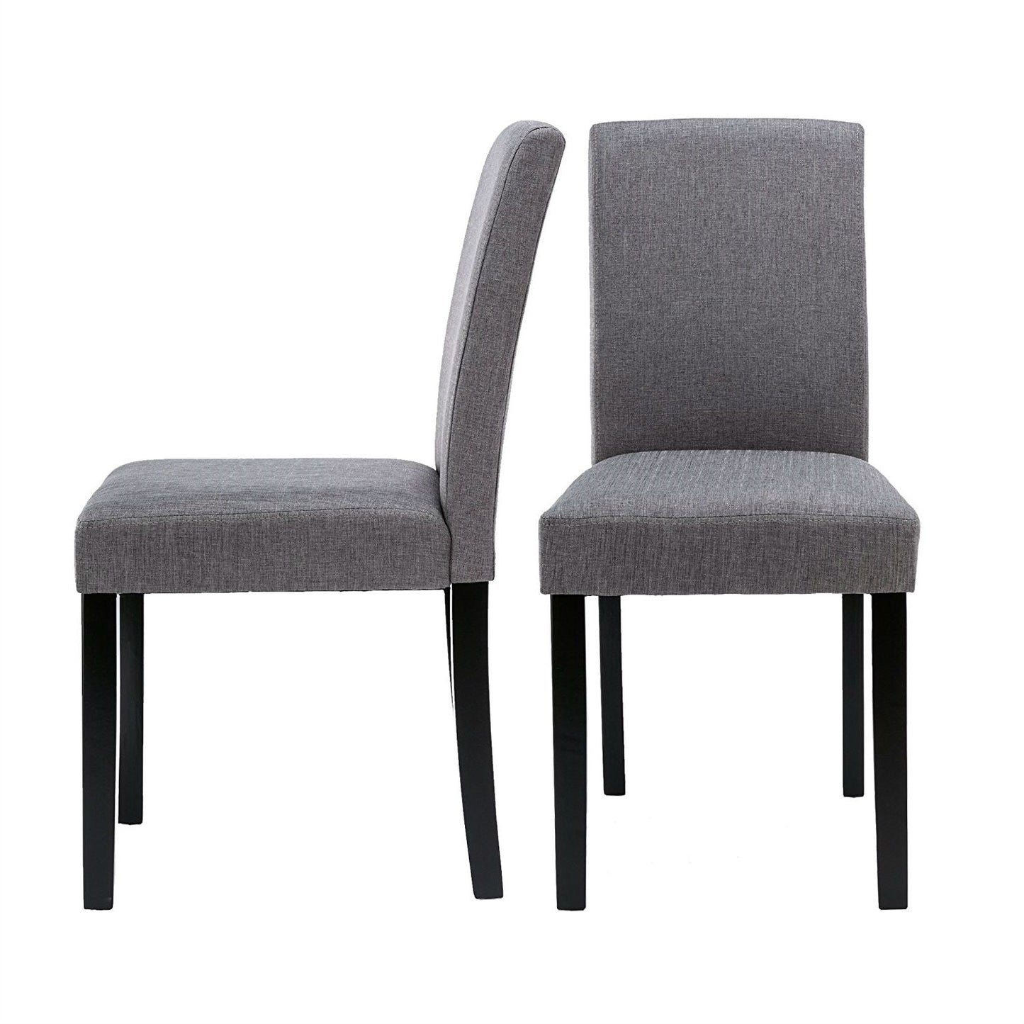 Juego de 2 - Sillas de comedor de tela gris con patas de madera negra