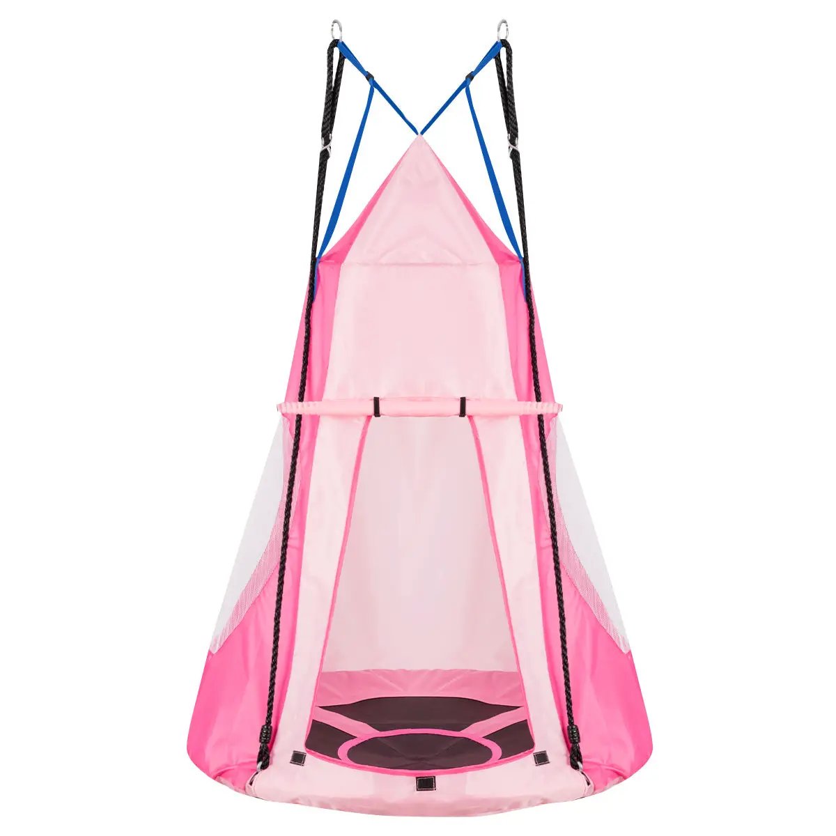 2-in-1 Kids Hanging Chair with Detachable Tent pink fabric swing on Tampa Home & Garden Store