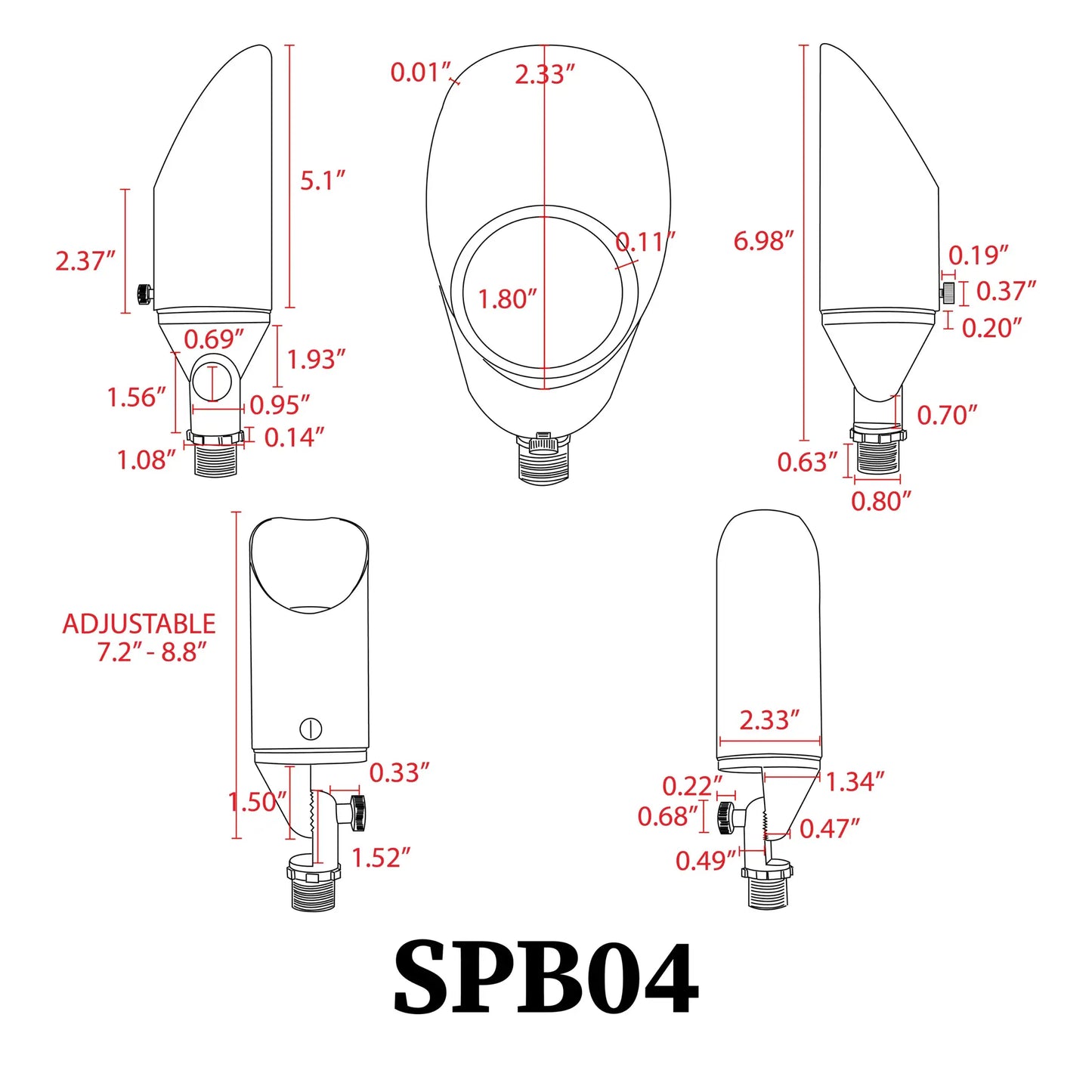 SPB04 Adjustable Low Voltage LED Bullet Landscape Spotlight Outdoor Lighting - Tampa Home & Garden Store