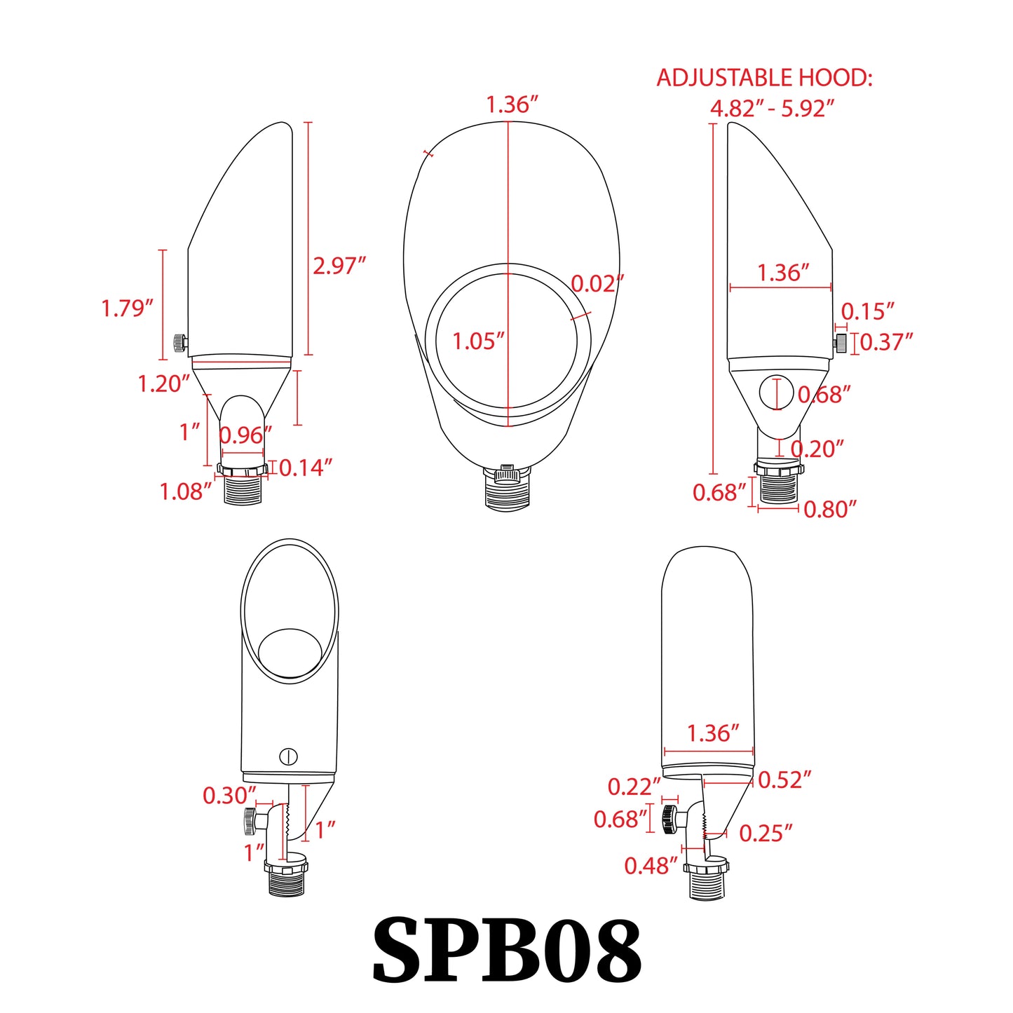 Foco de luz direccional pequeña de bajo voltaje SPB08 de 5 W para exteriores