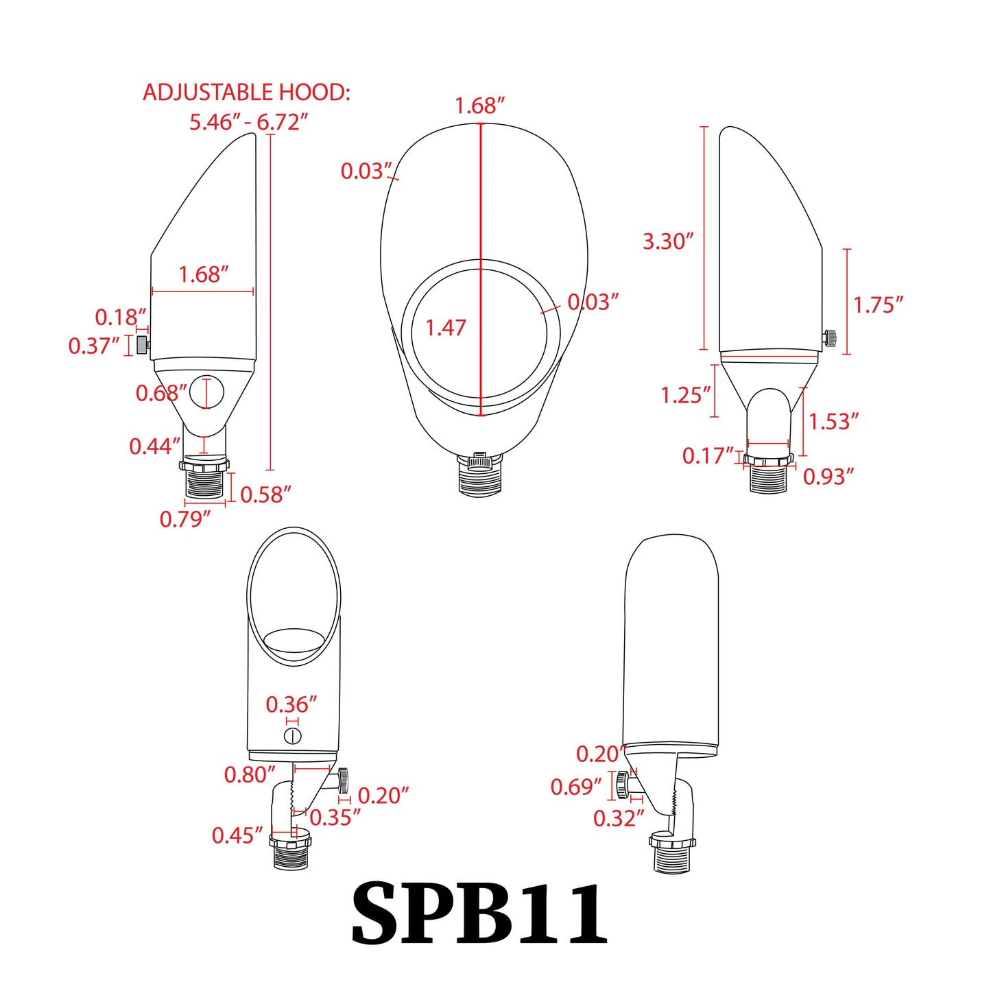 Foco de exterior direccional de luz tipo bala de bajo voltaje SPB11