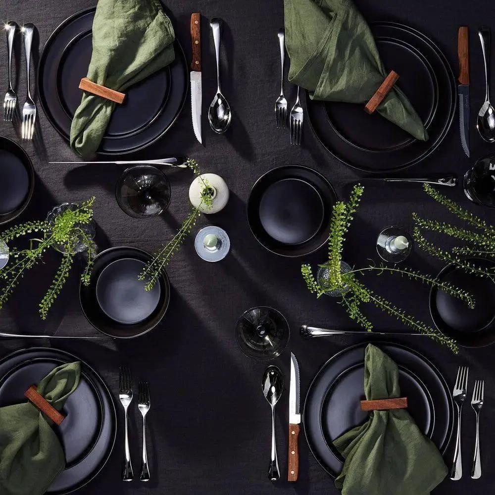 16-Piece Stoneware Dinnerware Set in Matte Black - Service for 4 - Tampa Home & Garden Store