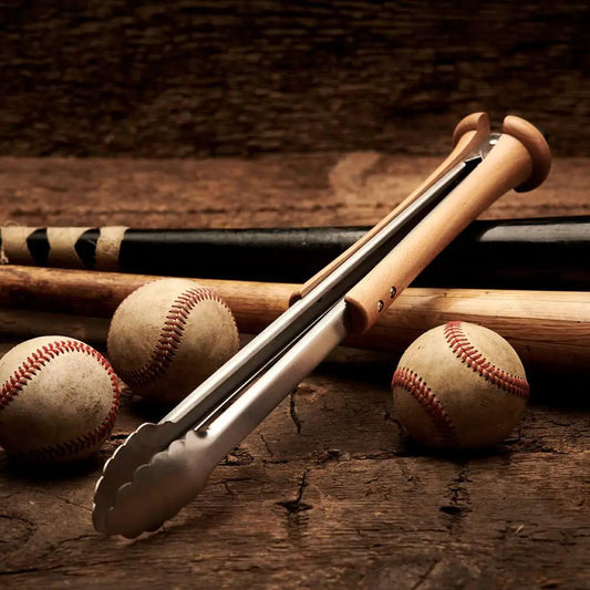 Splitfinger Tongs with Hardwood Bat Handle, Baseball BBQ stainless steel BBQ tools on Tampa Home & Garden Store