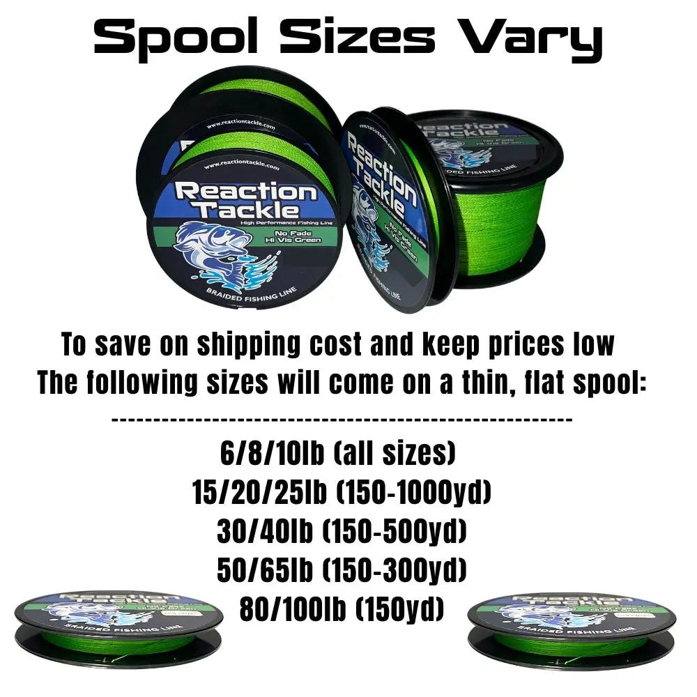 Braided Fishing Line by Reaction Tackle hi-Vis Green, set of 4 spools on Tampa Home & Garden Store