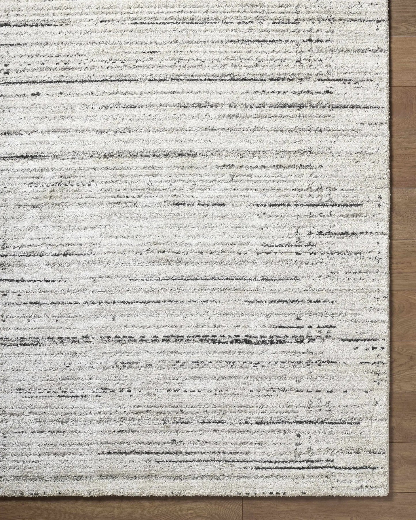 Salus Luxe Rug by Boutique Rugs, cream with subtle gray distressed stripes, living room rug on Tampa Home & Garden Store