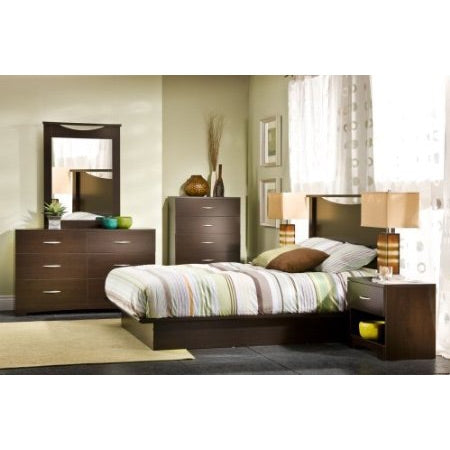 Cómoda moderna de 6 cajones para dormitorio en acabado de madera chocolate