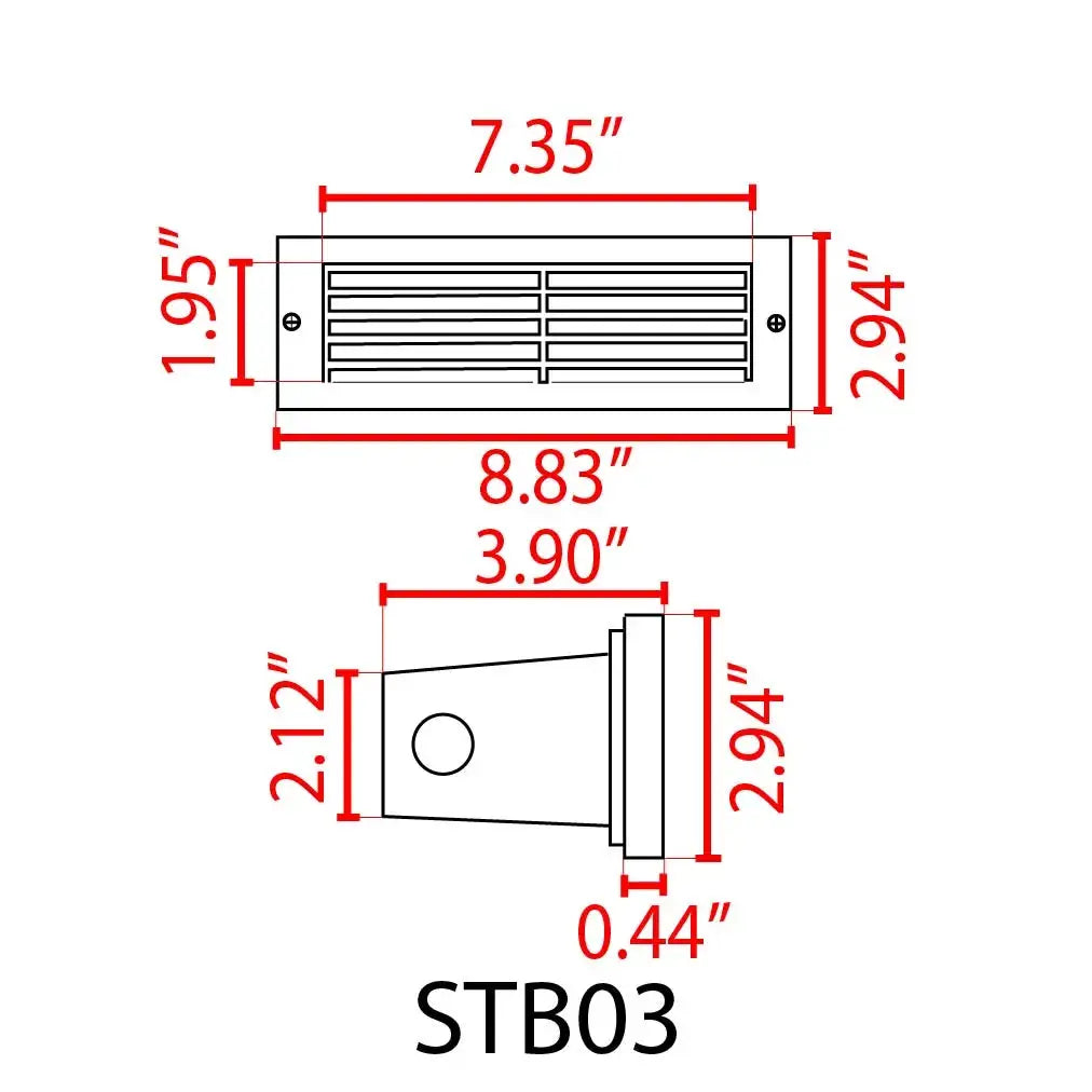 STB03 Louver Horizontal LED Brick Lights Warm White Edge Outdoor Step Light - Tampa Home & Garden Store