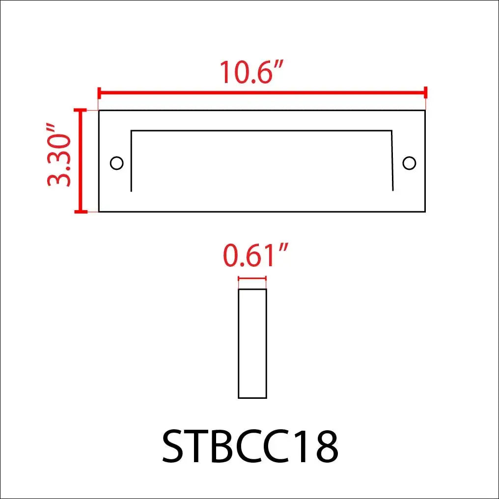 Stb18 3W LED cast brass outdoor step light diagram showing 10.6in length and mounting holes on Tampa Home & Garden Store
