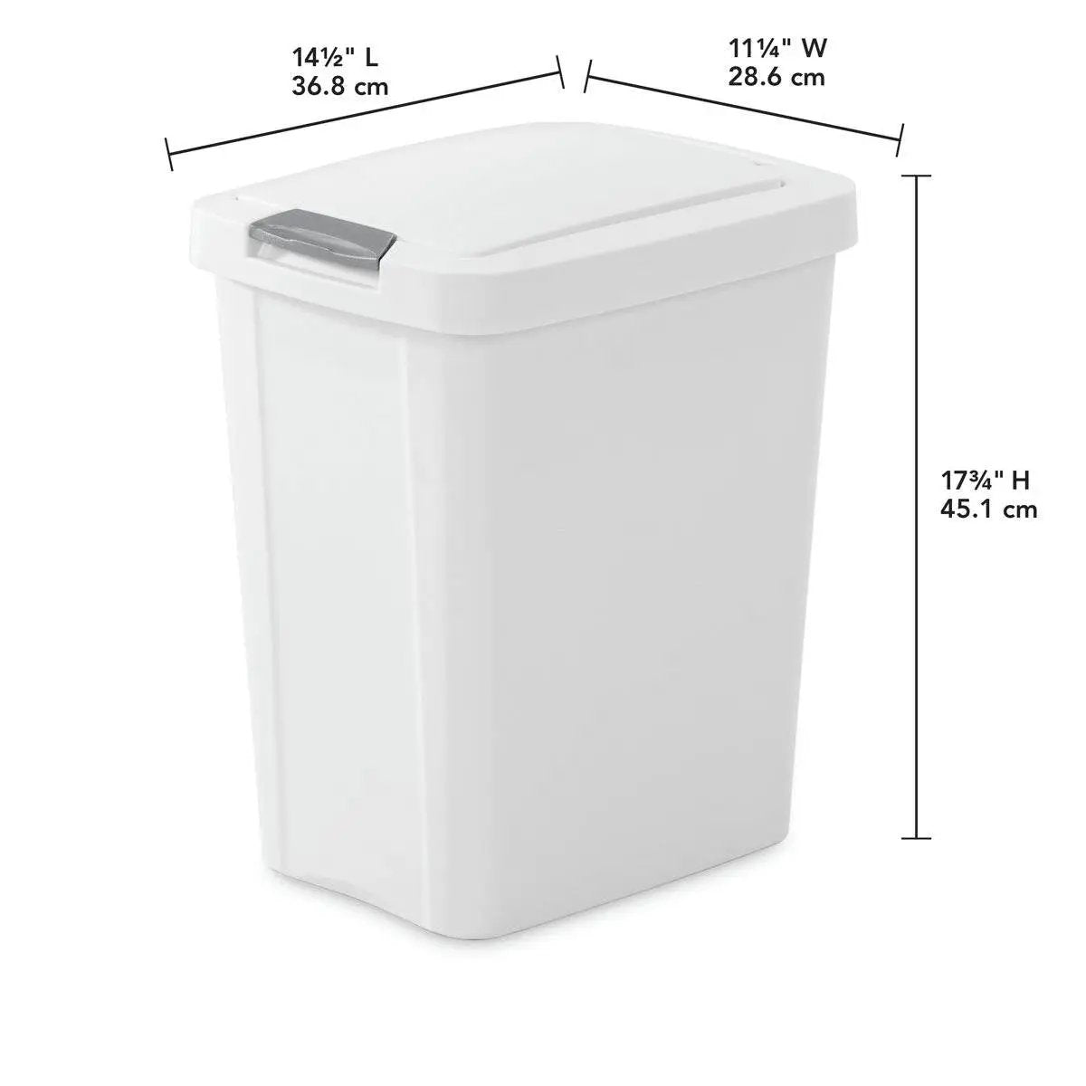 Set of 4 - White 8 Gallon Latch Top Kitchen Wastebasket Trash Can - Tampa Home & Garden Store