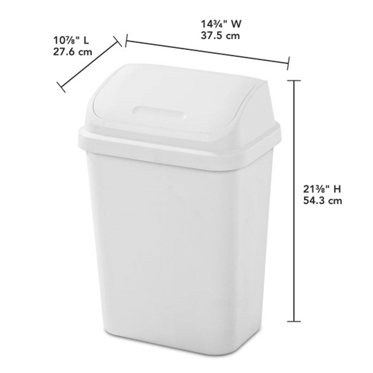 Juego de 6 - Bote de Basura Blanco de 29.5 Litros con Tapa Batiente para Cocina