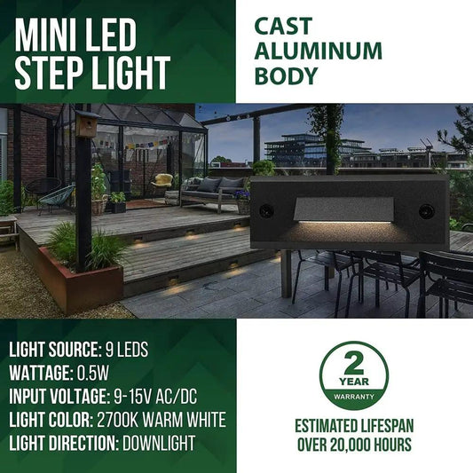 STLA04 4-Pack 1W Slim Black Low Voltage LED Outdoor Step Lights Package, 12V LED Deck Lights Landscape Lights - Tampa Home & Garden Store