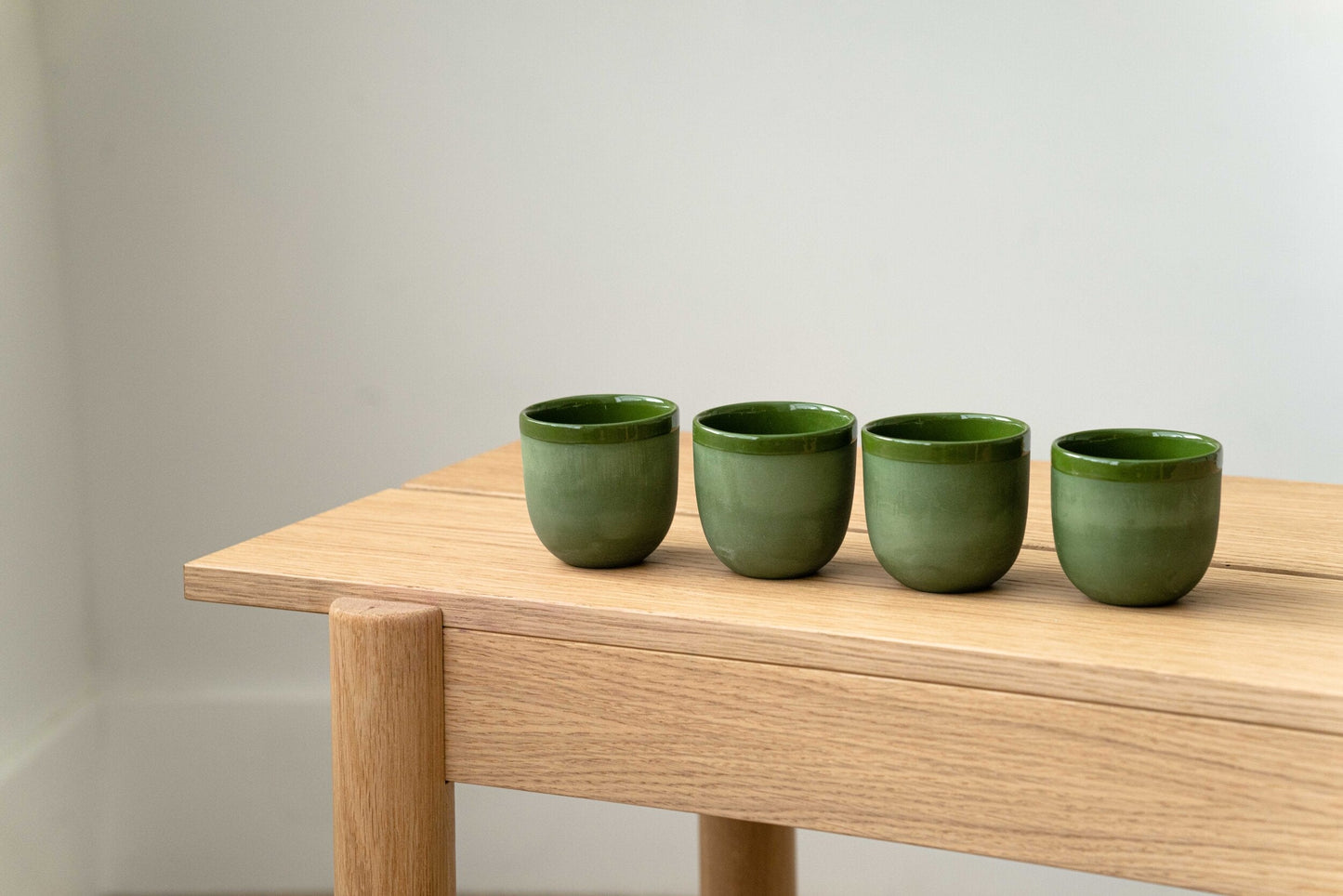 Handmade Porcelain Espresso Cup With Green Glaze