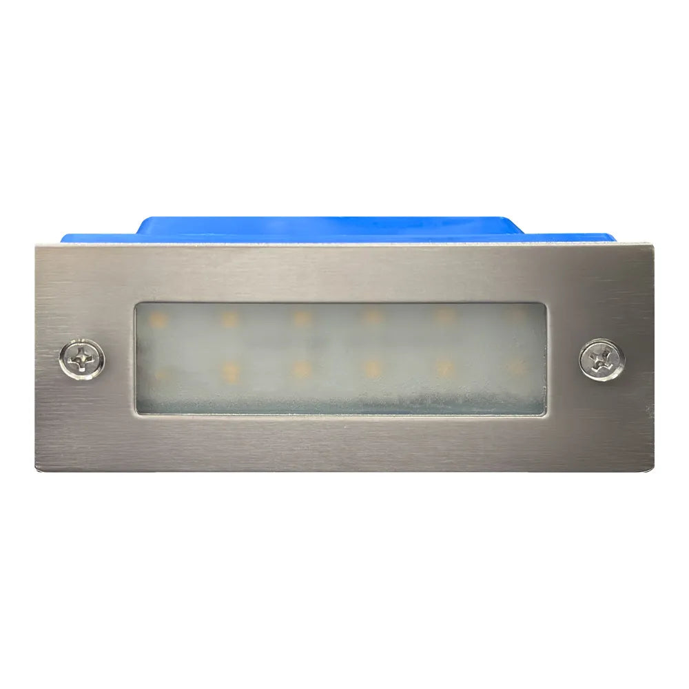 STS02 12V Low Voltage Outdoor Recessed Stainless Steel Brick Wall Light 3000K Warm White Integrated LED Step/ Stair Lighting Fixture