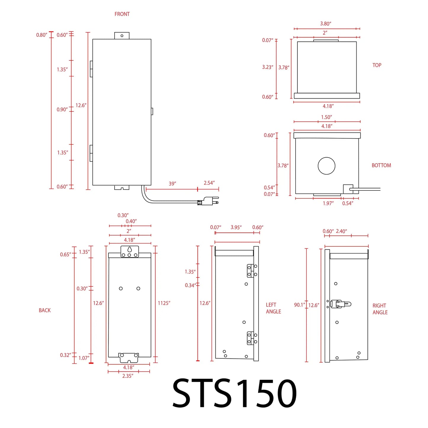 150W Digital 15V Low Voltage Transformer IP65 model STS150 schematic with dimensions on Tampa Home & Garden Store