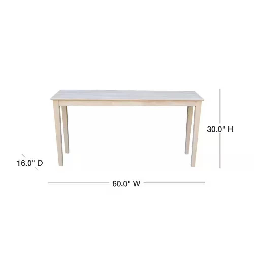 Mesa Consola Sofá Rústica de Madera Maciza sin Acabado de 1.5 m