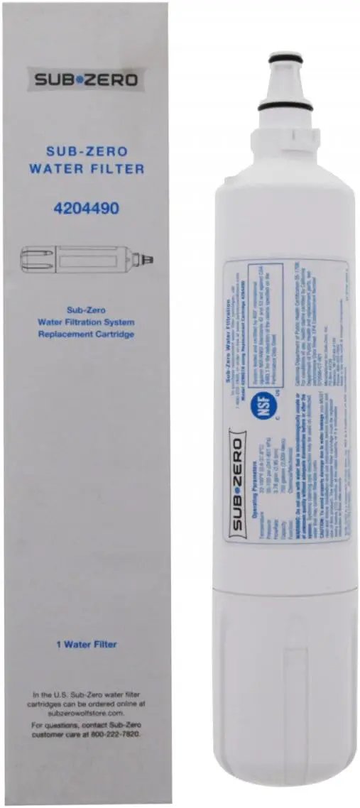 Sub-Zero water filter cartridge 4204490, white plastic body with blue label on Tampa Home & Garden Store