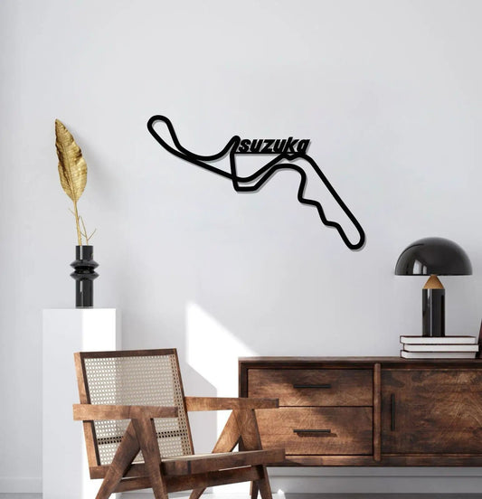 Suzuka Formula 1 metal circuit wall art black by Modello Turbo decorative wall decor on Tampa Home & Garden Store